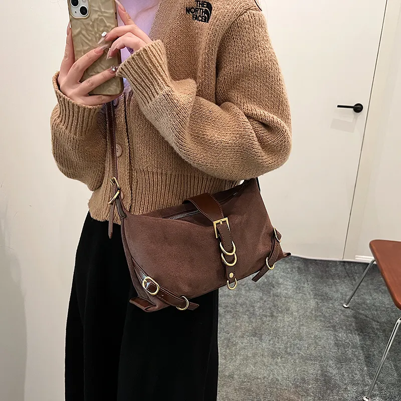 Cwatcun PU+Suede Crossbody Bag, Shoulder Bag Women's Brown/Black/Khaki/Coffee-15