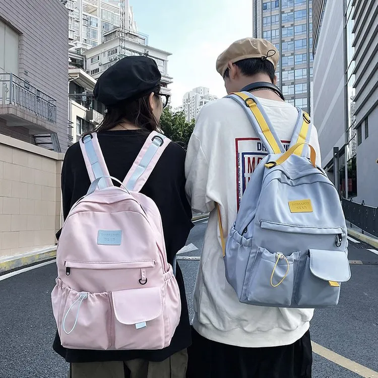 Cwatcun Nylon Backpack Regular Unisex Black/White/Pink/Blue-11