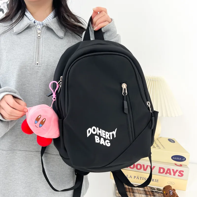 Cwatcun Canvas Backpack Regular Unisex Black/Pink/Red/White/Gray/Blue/Gray/White-20