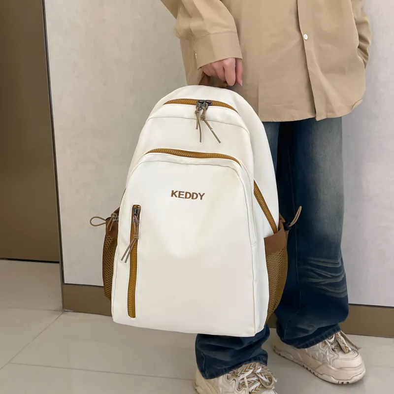 Cwatcun Nylon Backpack Unisex Ecru/Brown/Black/Coffee-2