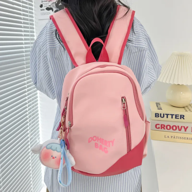 Cwatcun Canvas Backpack Regular Unisex Black/Pink/Red/White/Gray/Blue/Gray/White-10