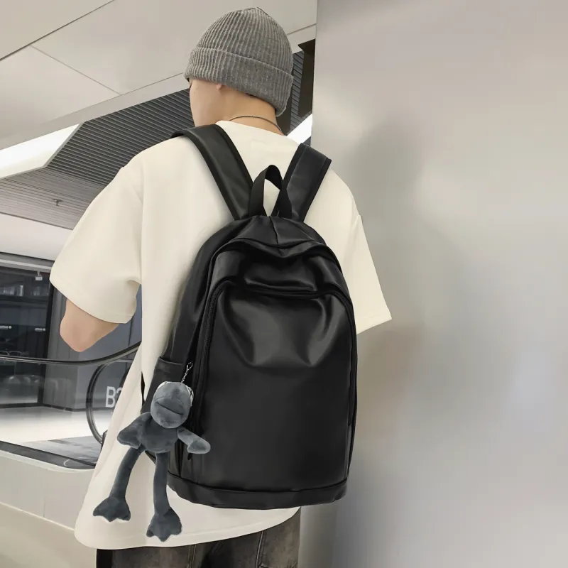 Cwatcun PU Backpack Unisex Black/White/Brown-1