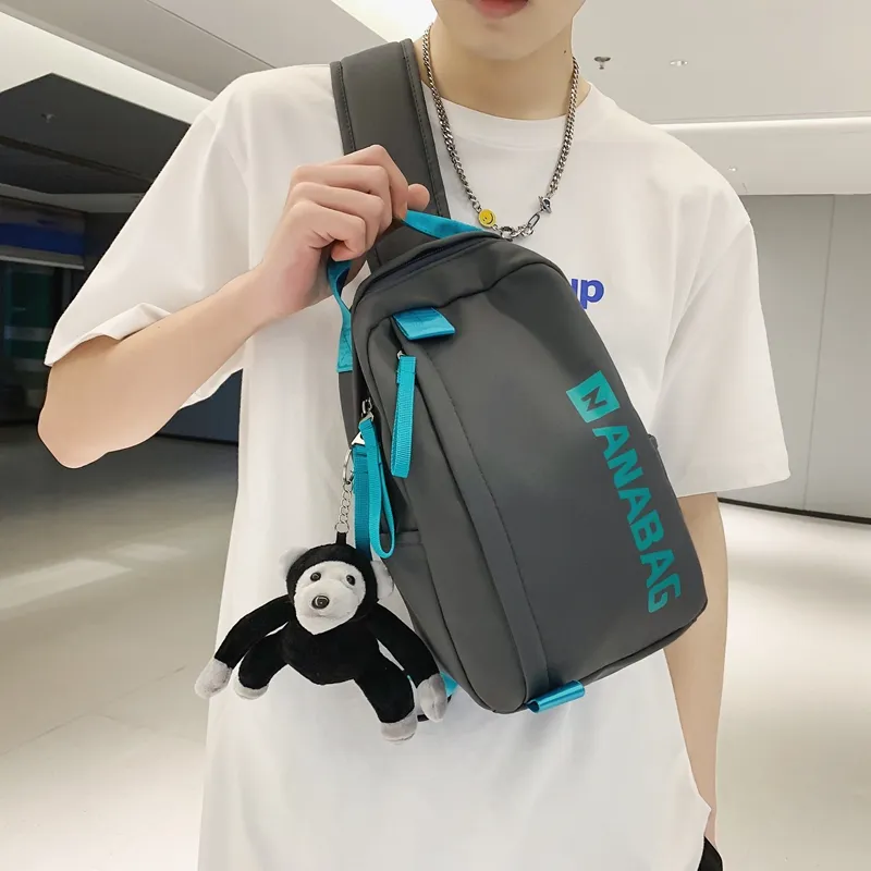 Rainbow Girl Nylon Sling Bag Unisex Ecru/Blue/Gray/Black-11
