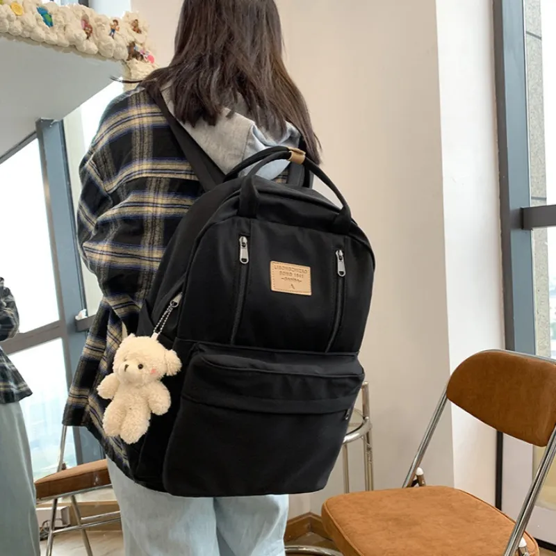 Cwatcun Nylon Backpack Regular Women's Pink/Blue/Black/Red/White-5