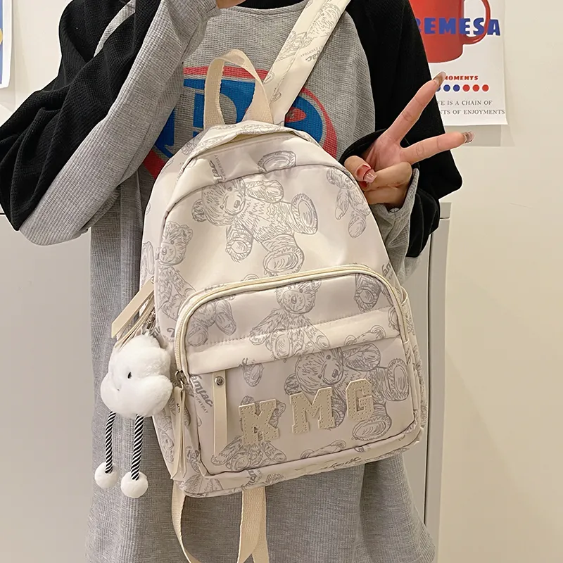 Cwatcun Nylon Backpack Women's White/Pink/Black/Yellow/Purple-4