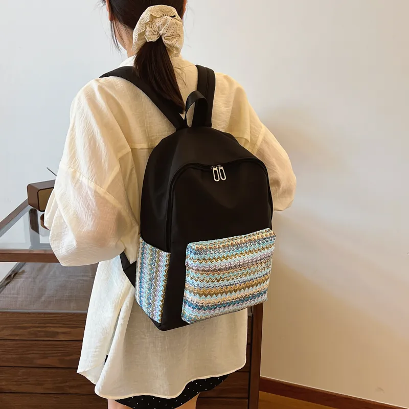 Cwatcun Nylon Backpack Regular Unisex Ecru/Green/Black-20