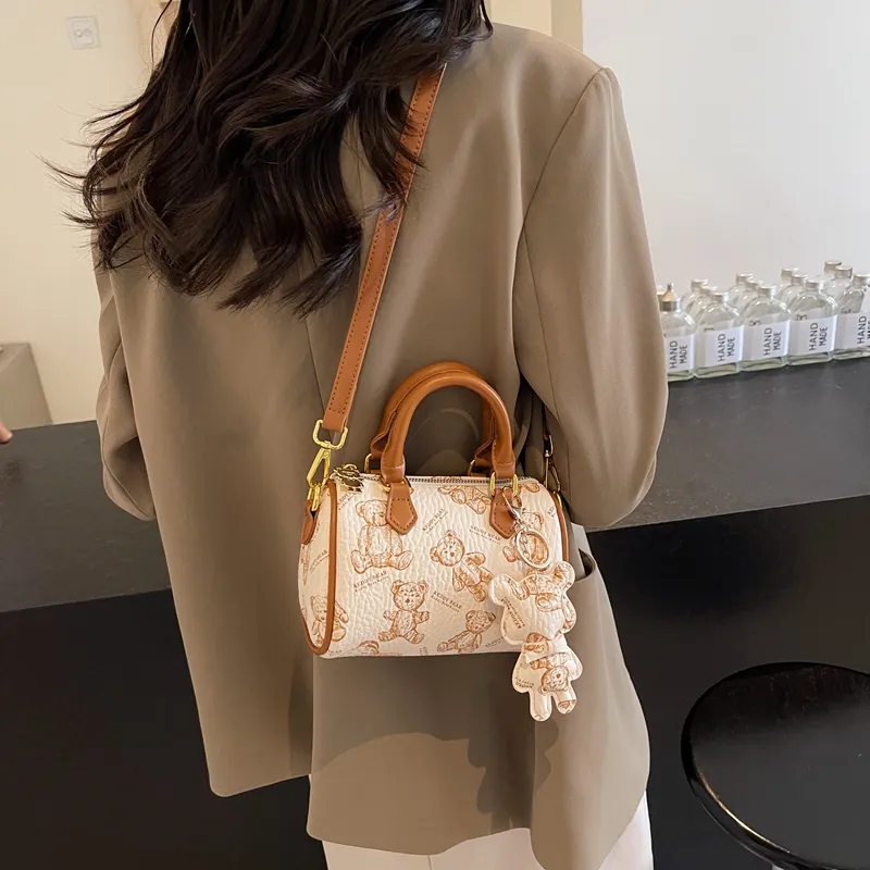 Cwatcun PU Shoulder Bag Crossbody Bag Handbag Women's Ecru/Brown/Pink/Black-2