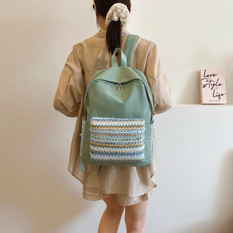 Cwatcun Nylon Backpack Regular Unisex Ecru/Green/Black-10