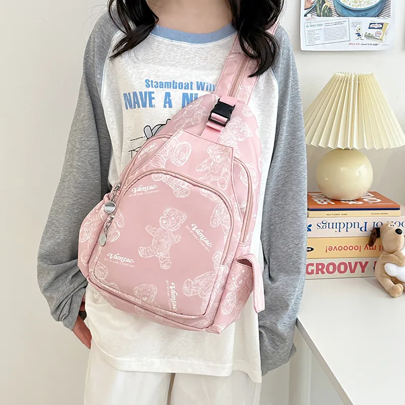 Cwatcun Nylon Backpack Unisex White/Green/Purple/Pink-18