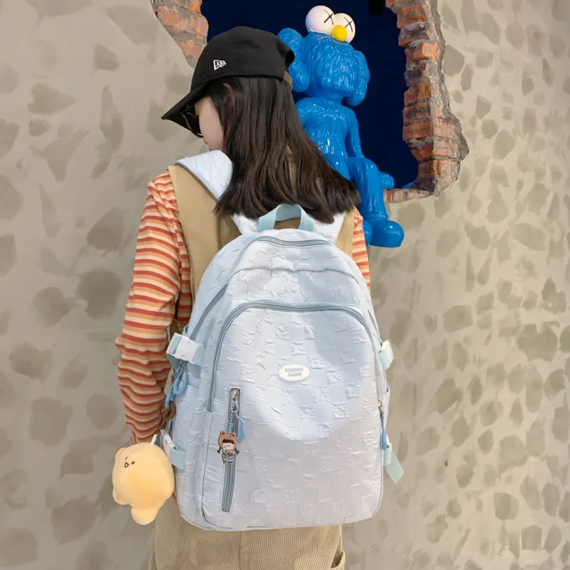 Cwatcun Nylon Backpack Women's Black/White/Blue/Khaki/Pink-9