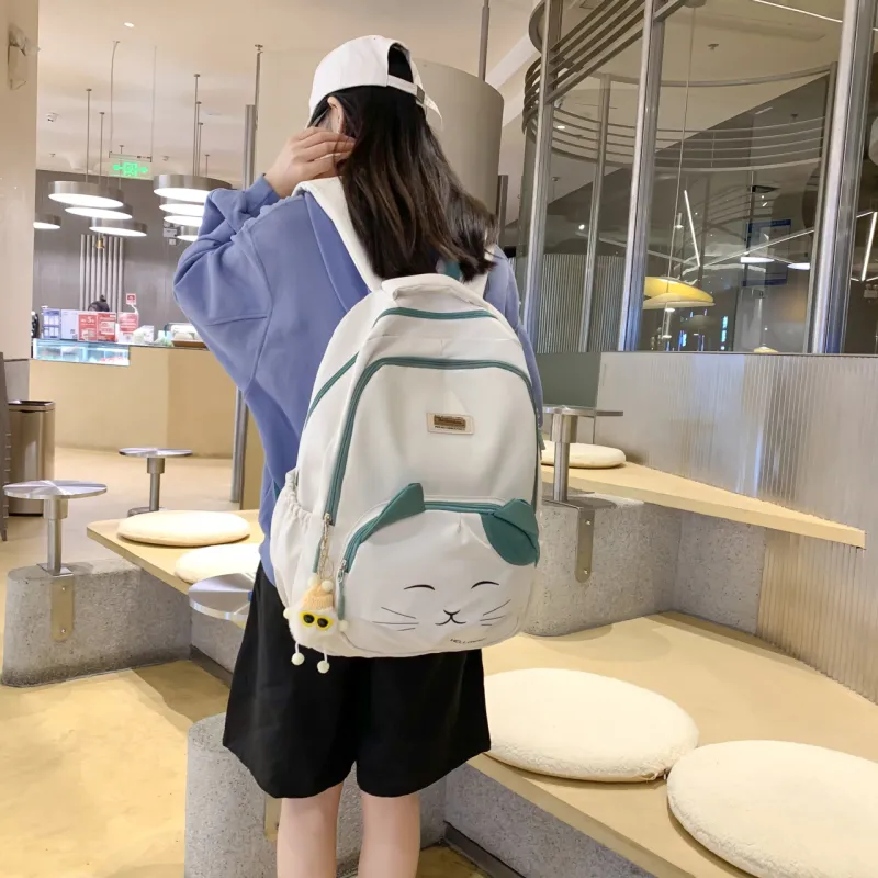 Cwatcun Nylon Backpack Unisex Blue/Pink/White/Black-2