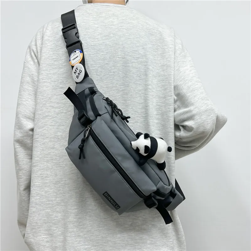 Cwatcun Nylon Sling Bag Regular Unisex White/Light Brown/Gray/Black-13