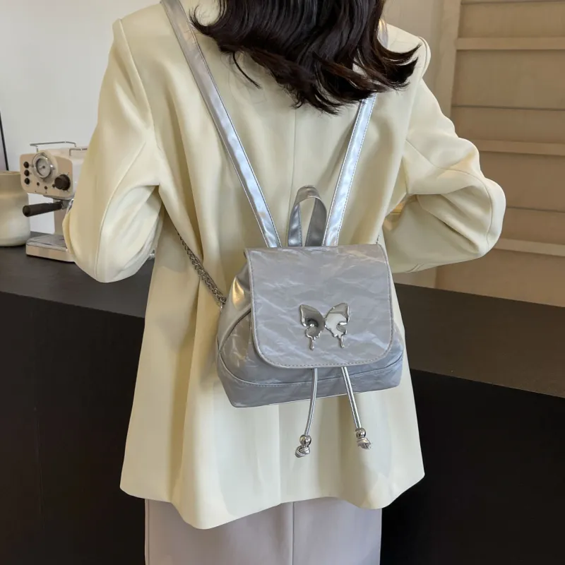 Cwatcun PU Handbag Backpack Regular Women's Ecru/Silver/Green/Blue/Pink/Black-9