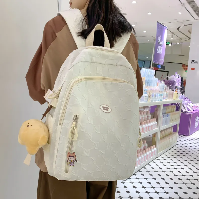 Cwatcun Nylon Backpack Women's Black/White/Blue/Khaki/Pink-4