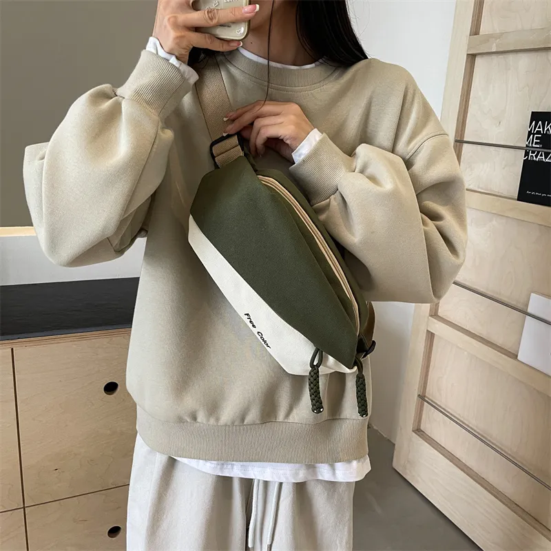 Cwatcun Canvas Sling Bag Unisex Black/Green/Khaki/Yellow-18