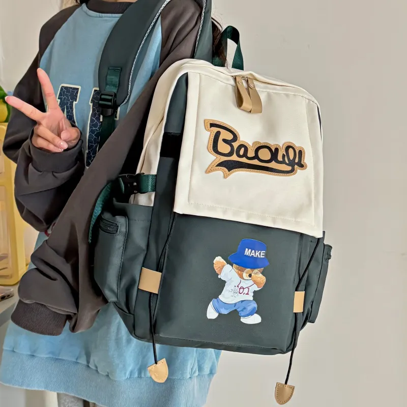 Cwatcun Nylon Backpack Regular Unisex Black/Burgundy/Orange/Green/Blue-16
