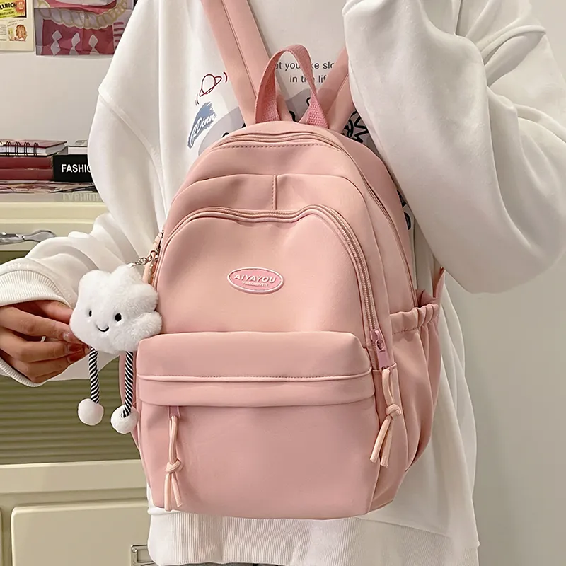 Cwatcun Nylon Backpack Regular Women's White/Pink/Black/Yellow/Green-8