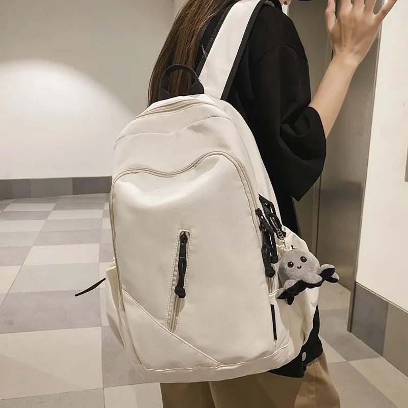 Rainbow Girl Nylon Backpack Regular Black/White/Gray-7