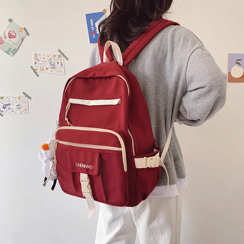 Cwatcun Nylon Backpack Unisex White/Red/Black/Blue-8