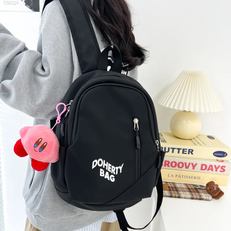 Cwatcun Canvas Backpack Regular Unisex Black/Pink/Red/White/Gray/Blue/Gray/White-19
