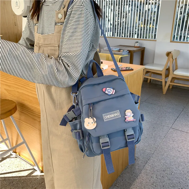 Cwatcun Nylon Backpack Regular Unisex White/Blue/Black/Pink-8