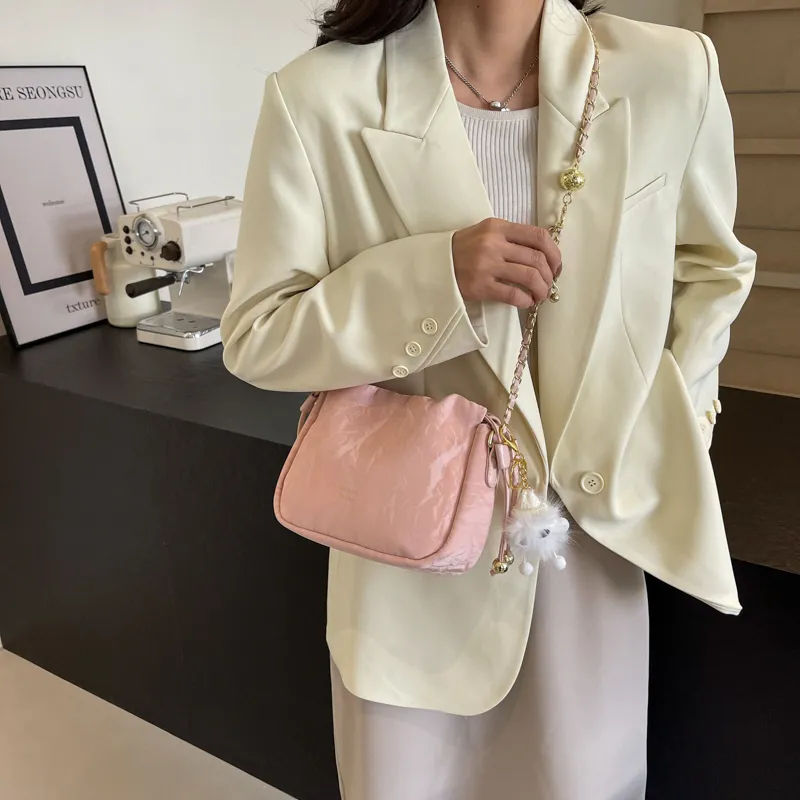 Cwatcun PU Shoulder Bag Regular Women's Pink/Black/Ecru/Green-1