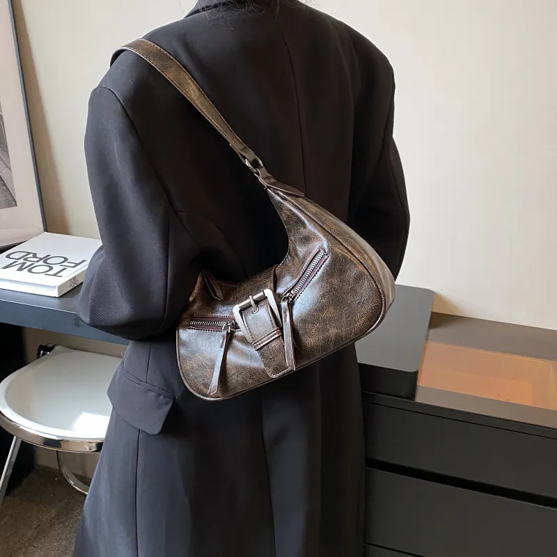 Rainbow Girl PU Shoulder Bag Women's Black/Coffee/Brown-4