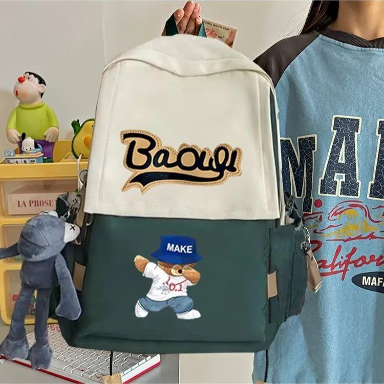 Cwatcun Nylon Backpack Regular Unisex Black/Burgundy/Orange/Green/Blue-17
