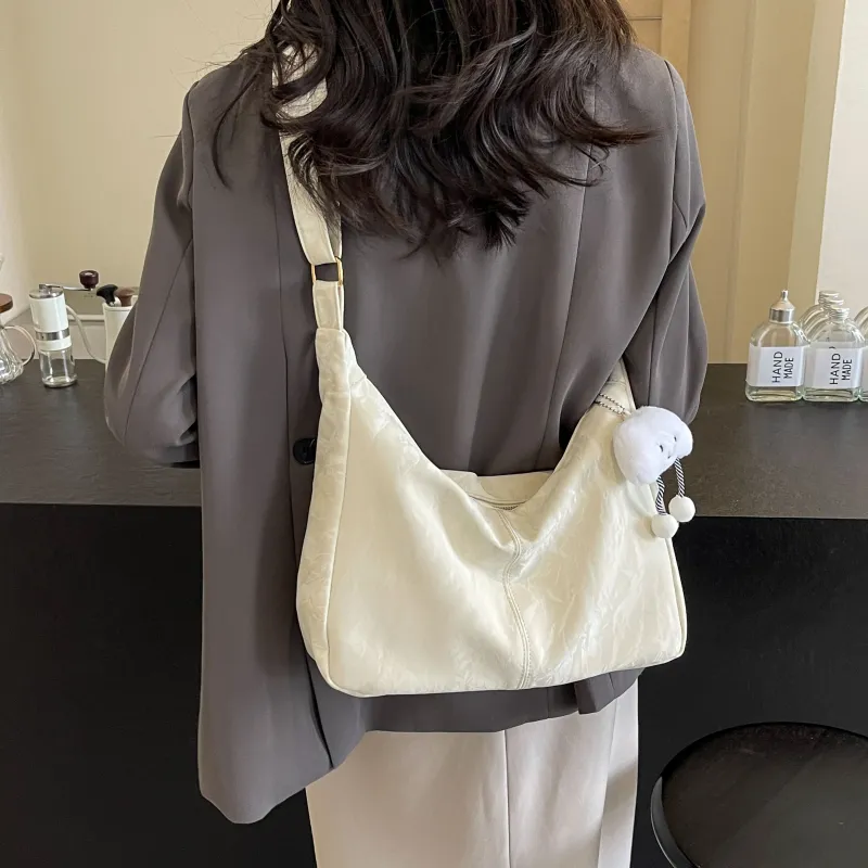 Cwatcun PU Bucket Bag, Shoulder Bag, Crossbody Bag Women's Black/Ecru/Silver/Pink-11