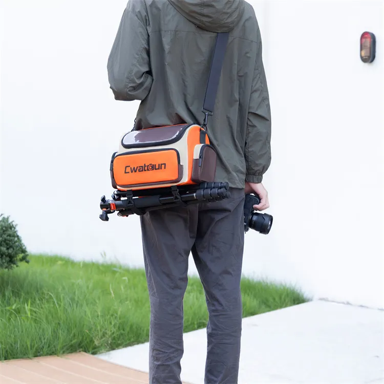 Cwatcun Twill Fabric Shoulder Bag Unisex Orange-1