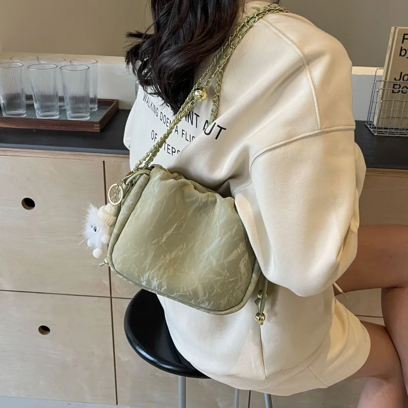 Rainbow Girl PU Shoulder Bag Regular Women's Green/Pink/Ecru/Black-6