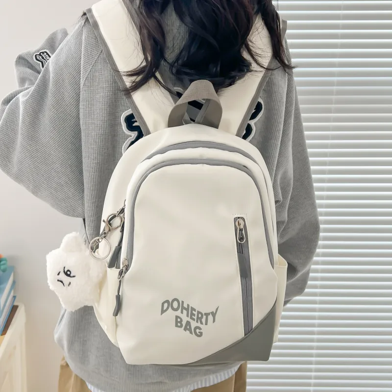 Cwatcun Canvas Backpack Regular Unisex Black/Pink/Red/White/Gray/Blue/Gray/White-8