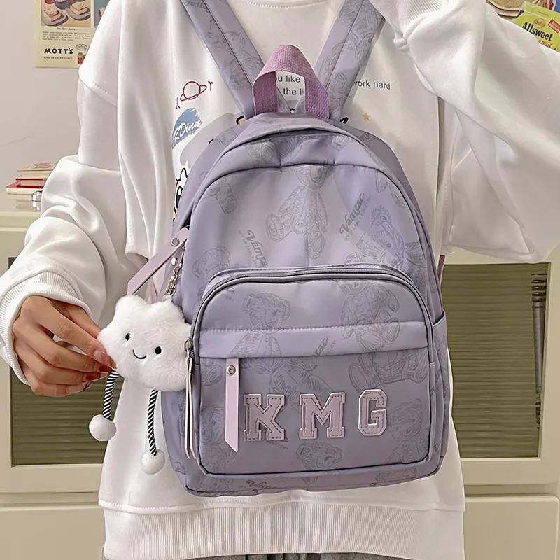 Cwatcun Nylon Backpack Women's White/Pink/Black/Yellow/Purple-18