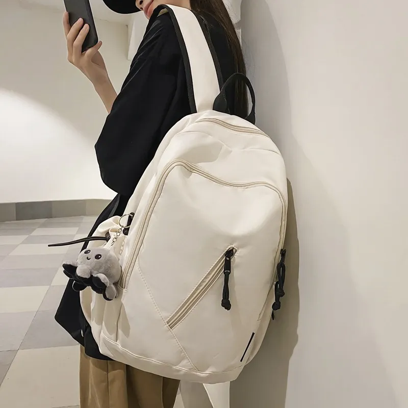 Rainbow Girl Nylon Backpack Regular Black/White/Gray-14