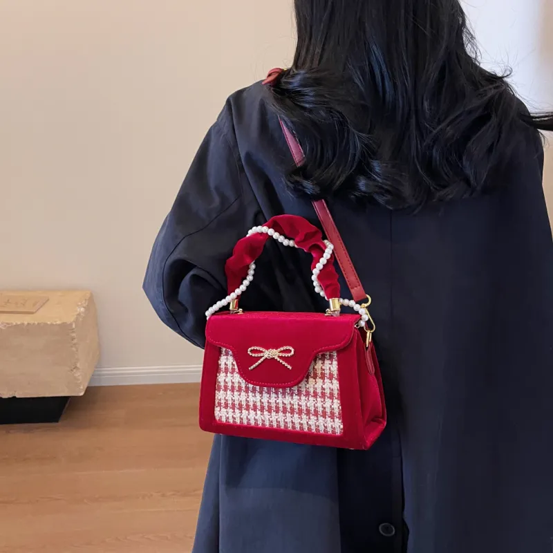 Cwatcun PU Plush Crossbody One Shoulder Handbags Regular Women's Red PU Style/Red Fleece Style-6