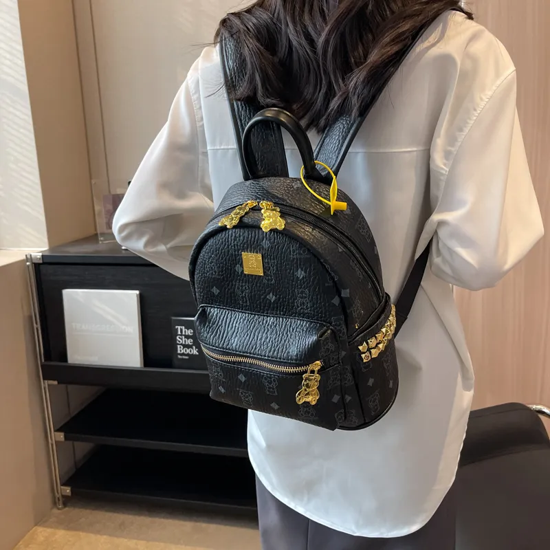 Cwatcun PU Backpack Regular Women's Brown/Pink/Ecru/Black-17