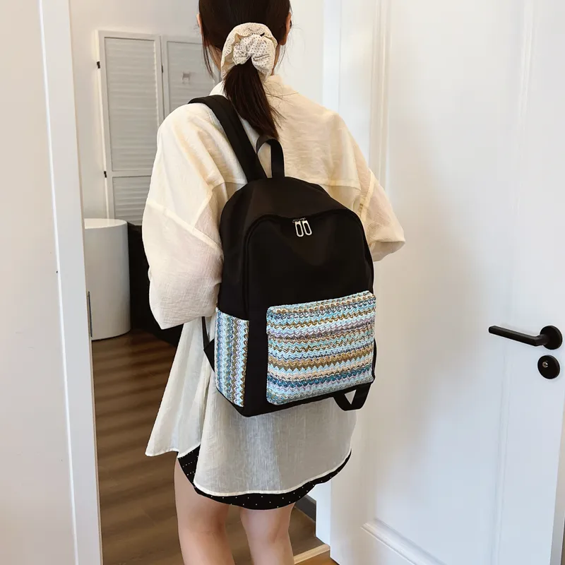Cwatcun Nylon Backpack Regular Unisex Ecru/Green/Black-19