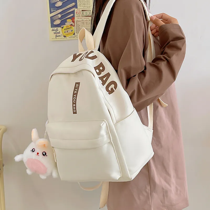 Cwatcun Nylon Backpack Regular Women's White/Pink/Black/Yellow/Purple-3