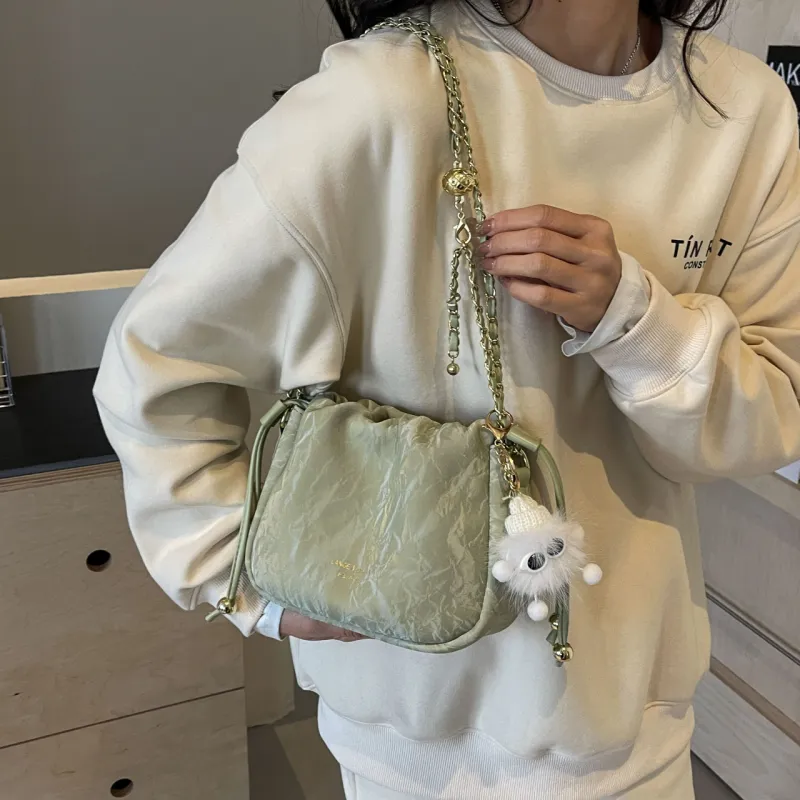 Rainbow Girl PU Shoulder Bag Regular Women's Green/Pink/Ecru/Black-1