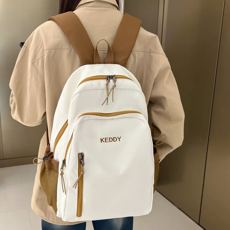 Cwatcun Nylon Backpack Unisex Ecru/Brown/Black/Coffee-1