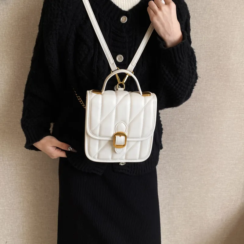 Cwatcun PU Double Shoulder, One Shoulder Handbag Regular Women's White/Black/Coffee-3