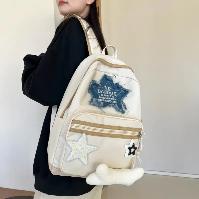 Cwatcun Oxford Backpack Unisex White/Brown/Black-3