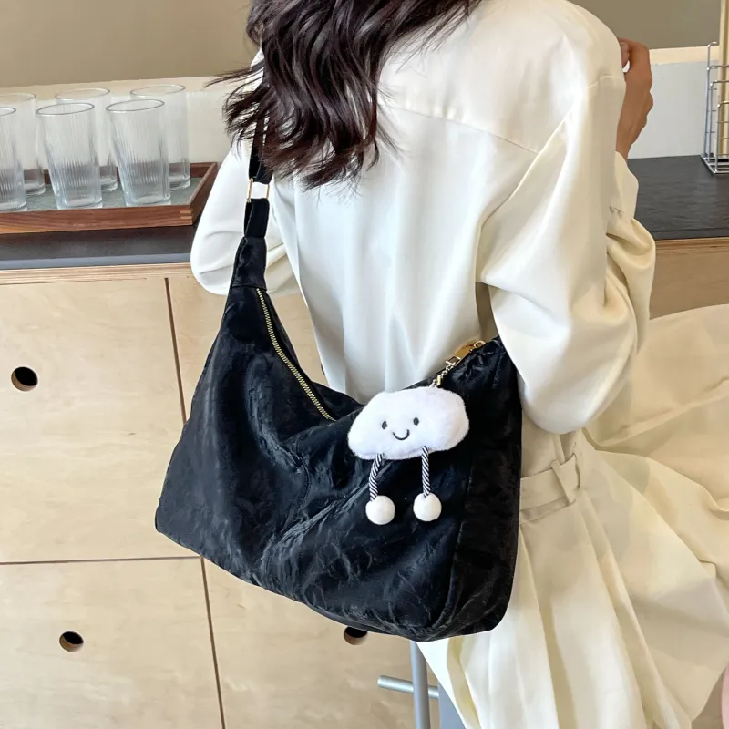 Cwatcun PU Bucket Bag, Shoulder Bag, Crossbody Bag Women's Black/Ecru/Silver/Pink-5