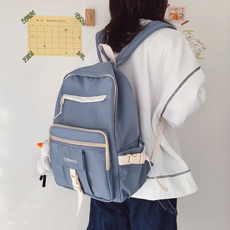Cwatcun Nylon Backpack Unisex White/Red/Black/Blue-17
