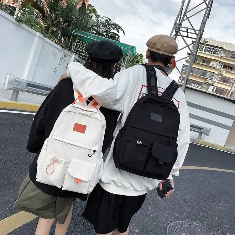 Cwatcun Nylon Backpack Regular Unisex Black/White/Pink/Blue-4