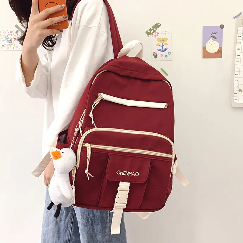 Cwatcun Nylon Backpack Unisex White/Red/Black/Blue-9