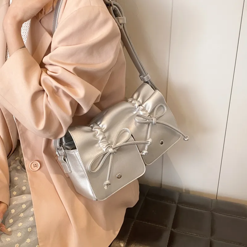 Cwatcun PU Crossbody Shoulder Bags Regular Women's White/Silver/Pink/Black-17