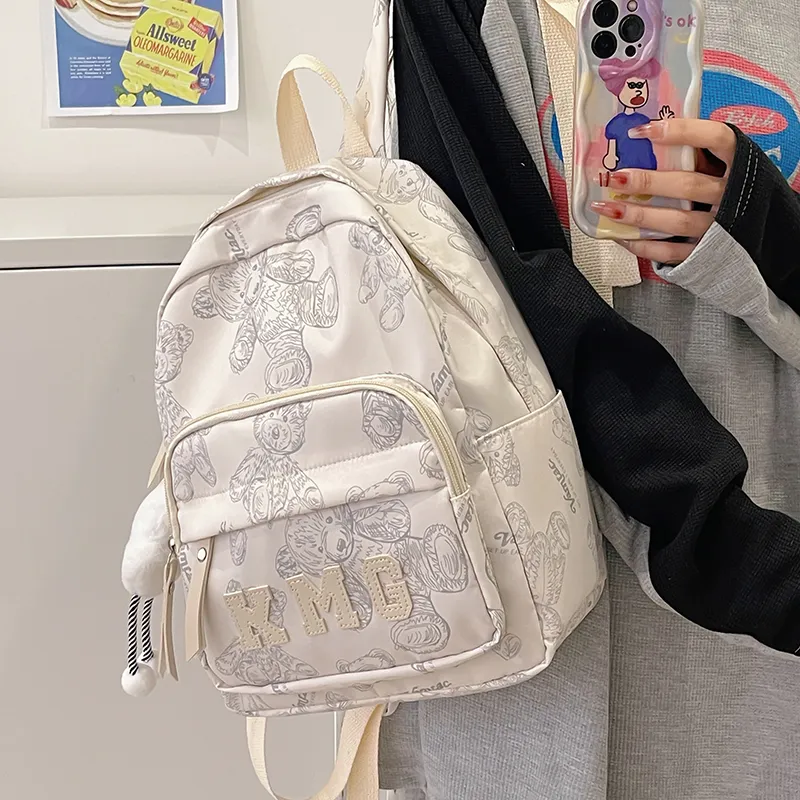 Cwatcun Nylon Backpack Women's White/Pink/Black/Yellow/Purple-1