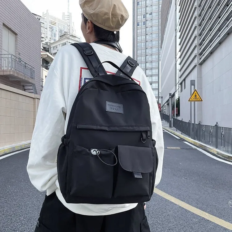 Cwatcun Nylon Backpack Regular Unisex Black/White/Pink/Blue-6