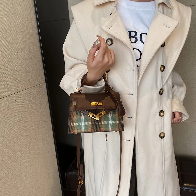 Rainbow Girl PU Square Bag, Handbag, Crossbody Bag, Shoulder Bag Regular Women's Red Plaid/Green Plaid Child-3